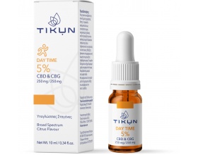 Tikun Day Time 5% CBD & CBG 250mg/250mg Υπογλώσσιες Σταγόνες Ελαίου Κάνναβης, 10ml