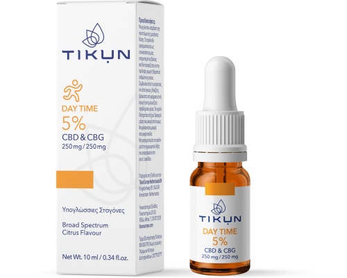 Tikun Day Time 5% CBD & CBG 250mg/250mg Υπογλώσσιες Σταγόνες Ελαίου Κάνναβης, 10ml Tikun Day Time 5% CBD & CBG 250mg/250mg Υπογλώσσιες Σταγόνες Ελαίου Κάνναβης, 10ml