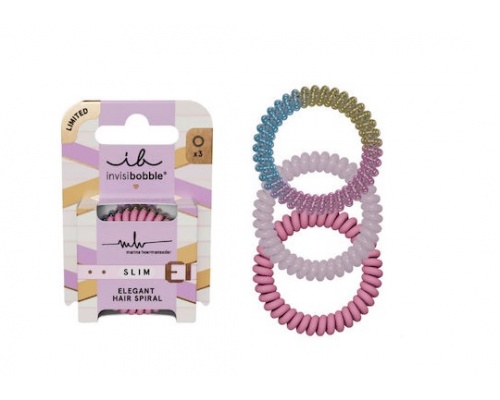 Invisibobble Slim Elegant Hair Spiral MHS Radiant Beams Λαστιχάκια Μαλλιών, 3τμχ