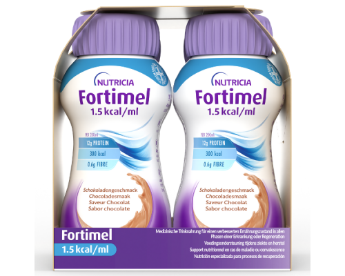 Nutricia Fortimel 1.5 kcal Θρεπτικό Συμπλήρωμα Διατροφής Υψηλής Ενέργειας με Γεύση Σοκολάτα, 4x200ml Nutricia Fortimel 1.5 kcal Θρεπτικό Συμπλήρωμα Διατροφής Υψηλής Ενέργειας με Γεύση Σοκολάτα, 4x200ml