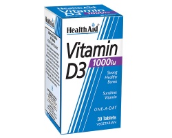 Health Aid Vitamin D3 Συμπλήρωμα Διατροφής D3 1000IU, 30 ταμπλέτες Health Aid Vitamin D3 Συμπλήρωμα Διατροφής D3 1000IU, 30 ταμπλέτες
