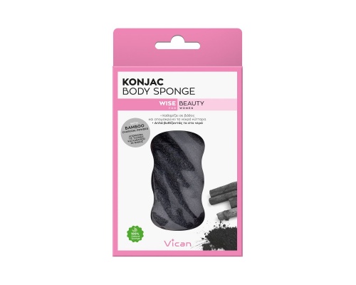 VICAN Konjac Body Sponge with Bamboo Charcoal Powder for Women Σφουγγάρι Σώματος για Γυναίκες, 1 τμχ VICAN Konjac Body Sponge with Bamboo Charcoal Powder for Women Σφουγγάρι Σώματος για Γυναίκες, 1 τμχ
