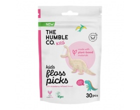 THE HUMBLE CO. Kids Floss Picks Strawberry Μεσοδόντιος Καθαριστής με Μονό Νήμα & γεύση Φράουλα, 30τμχ