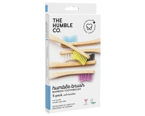 THE HUMBLE CO. Humble Brush Οδοντόβουρτσα Μαλακή Ενηλίκων Πακέτo με 5 Χρώματα, 5τμχ THE HUMBLE CO. Humble Brush Οδοντόβουρτσα Μαλακή Ενηλίκων Πακέτo με 5 Χρώματα, 5τμχ