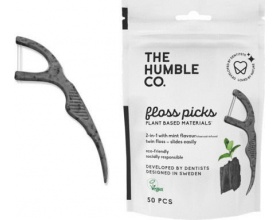 THE HUMBLE CO. Floss Charcoal Picks Μεσοδόντιος Καθαριστής με Διπλό Νήμα 2 σε 1 με Ενεργό Άνθρακα & γεύση Μέντας, 50τμχ