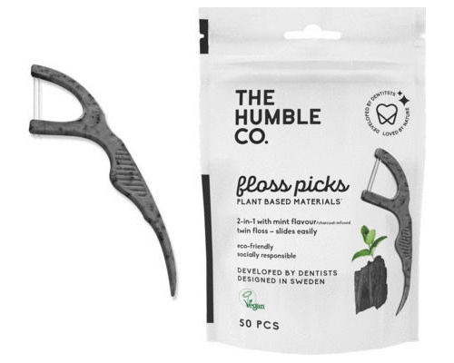 THE HUMBLE CO. Floss Charcoal Picks Μεσοδόντιος Καθαριστής με Διπλό Νήμα 2 σε 1 με Ενεργό Άνθρακα & γεύση Μέντας, 50τμχ THE HUMBLE CO. Floss Charcoal Picks Μεσοδόντιος Καθαριστής με Διπλό Νήμα 2 σε 1 με Ενεργό Άνθρακα & γεύση Μέντας, 50τμχ