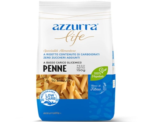 Azzurra Life Πέννες με Χαμηλό Γλυκαιμικό Δείκτη & με Χαμηλούς Υδατάθρακες, 150gr Azzurra Life Πέννες με Χαμηλό Γλυκαιμικό Δείκτη & με Χαμηλούς Υδατάθρακες, 150gr