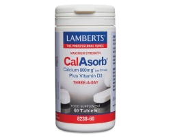 Lamberts CalAsorb Calcium 800mg Plus Vitamin D3 Συμπλήρωμα Ασβετίου με Βιταμίνη D3, 60 ταμπλέτες Lamberts CalAsorb Calcium 800mg Plus Vitamin D3 Συμπλήρωμα Ασβετίου με Βιταμίνη D3, 60 ταμπλέτες