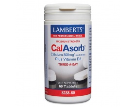 Lamberts CalAsorb Calcium 800mg Plus Vitamin D3 Συμπλήρωμα Ασβετίου με Βιταμίνη D3, 60 ταμπλέτες Lamberts CalAsorb Calcium 800mg Plus Vitamin D3 Συμπλήρωμα Ασβετίου με Βιταμίνη D3, 60 ταμπλέτες