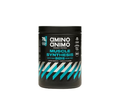 Amino Animo Muscle Synthesis Organic Protein Στιγμιαίο Ρόφημα Πρωτεΐνης Ρυζιού με Σπιρουλίνα & Γεύση Βανίλια, 500gr Amino Animo Muscle Synthesis Organic Protein Στιγμιαίο Ρόφημα Πρωτεΐνης Ρυζιού με Σπιρουλίνα & Γεύση Βανίλια, 500gr