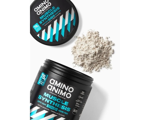 Amino Animo Muscle Synthesis Organic Protein Στιγμιαίο Ρόφημα Πρωτεΐνης Ρυζιού με Σπιρουλίνα & Γεύση Βανίλια, 500gr Amino Animo Muscle Synthesis Organic Protein Στιγμιαίο Ρόφημα Πρωτεΐνης Ρυζιού με Σπιρουλίνα & Γεύση Βανίλια, 500gr