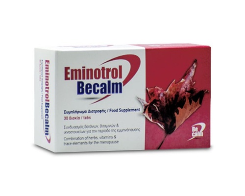 Eminotrol Becalm Συμπλήρωμα Διατροφής με Συνδυασμό Βοτάνων, Βιταμινών & Ιχνοστοιχείων για τη Περίοδο της Εμμηνόπαυσης, 30 δισκία Eminotrol Becalm Συμπλήρωμα Διατροφής με Συνδυασμό Βοτάνων, Βιταμινών & Ιχνοστοιχείων για τη Περίοδο της Εμμηνόπαυσης, 30 δισκία