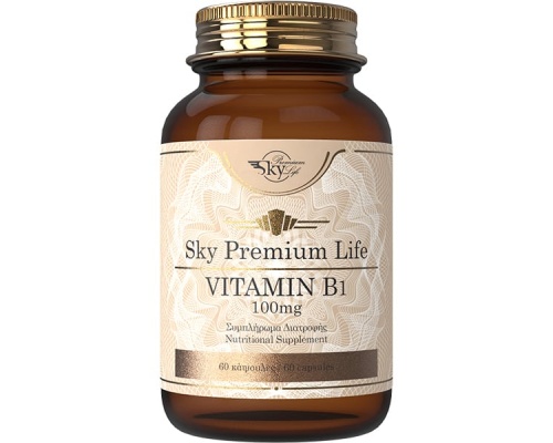 Sky Premium Life Vitamin B1 100mg Συμπλήρωμα Διατροφής Βιταμίνης Β1 (Θειαμίνη) 100mg για Ενέργεια, Καλή Ψυχολογική Διάθεση & Υποστήριξη του Νευρικού Συστήματος, 60 κάψουλες Sky Premium Life Vitamin B1 100mg Συμπλήρωμα Διατροφής Βιταμίνης Β1 (Θειαμίνη) 100mg για Ενέργεια, Καλή Ψυχολογική Διάθεση & Υποστήριξη του Νευρικού Συστήματος, 60 κάψουλες