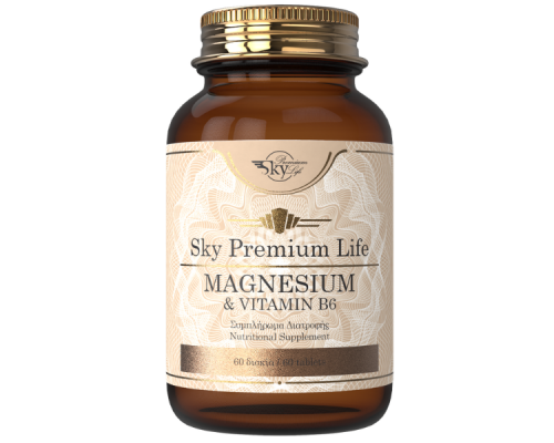 Sky Premium Life Magnesium & B6 Συμπλήρωμα Διατροφής για την Καλή Λειτουργία του Νευρικού & Μυϊκού Συστήματος, 60 ταμπλέτες Sky Premium Life Magnesium & B6 Συμπλήρωμα Διατροφής για την Καλή Λειτουργία του Νευρικού & Μυϊκού Συστήματος, 60 ταμπλέτες