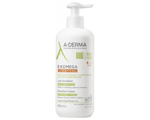 A-Derma Exomega Control Lait Emollient Anti-Scratching Μαλακτικό Γαλάκτωμα κατά του Αισθήματος Κνησμού, 400ml A-Derma Exomega Control Lait Emollient Anti-Scratching Μαλακτικό Γαλάκτωμα κατά του Αισθήματος Κνησμού, 400ml