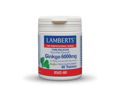 Lamberts Ginkgo 6000mg Συμπλήρωμα Διατροφής με το Βότανο Γκίνγκο Μπιλόμπα για τη Βελτίωση της Μνήμης, 60 ταμπλέτες