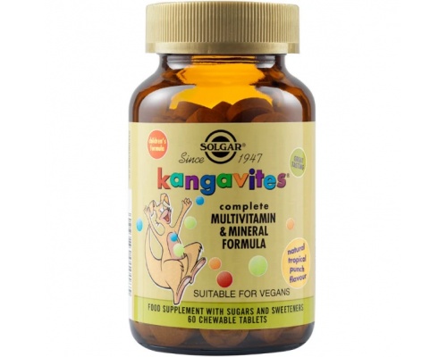 SOLGAR Kangavites Complete multivitamin Μασώμενη πολυβιταμίνη  για παιδιά με γεύση βατόμουρο 60 μασώμενες ταμπλέτες SOLGAR Kangavites Complete multivitamin Μασώμενη πολυβιταμίνη  για παιδιά με γεύση βατόμουρο 60 μασώμενες ταμπλέτες
