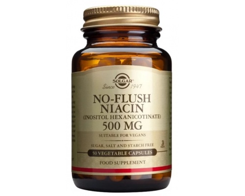 Solgar No-Flush Niacin 500mg Συμπλήρωμα Διατροφής με Νιασίνη, 50 φυτοκάψουλες  Solgar No-Flush Niacin 500mg Συμπλήρωμα Διατροφής με Νιασίνη, 50 φυτοκάψουλες