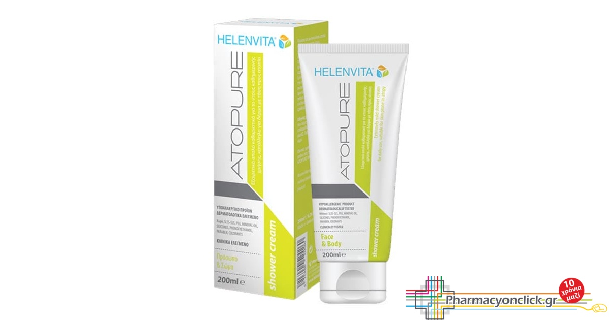 Helenvita Atopure Shower Cream Απαλό Καθαριστικό για Πρόσωπο & Σώμα με ...
