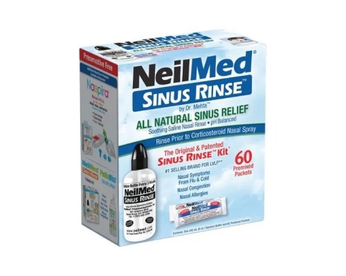NeilMed SINUS RINSE Σύστημα ρινικών πλύσεων για ενήλικες περιέχει 1 συσκεύη 14.400 ml+ 60 φακελάκια  (14.4lt)