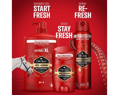 Old Spice Epic Legend Extra-XL 3 in 1 Αφρόλουτρο & Σαμπουάν για Άνδρες, 1L