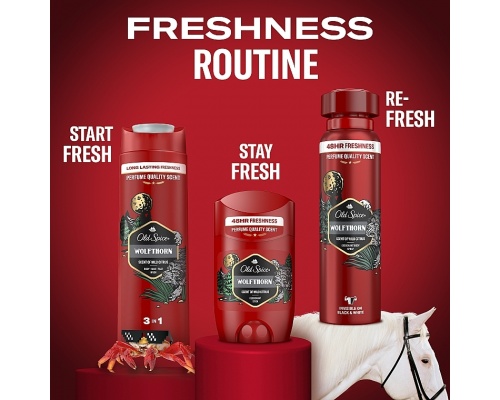 Old Spice Wolfthorn Deodorant Body Spray Αποσμητικό Σπρέι για Άνδρες με Άρωμα από Νότες Μανταρινιού & Τροπικών Φρούτων, 150ml