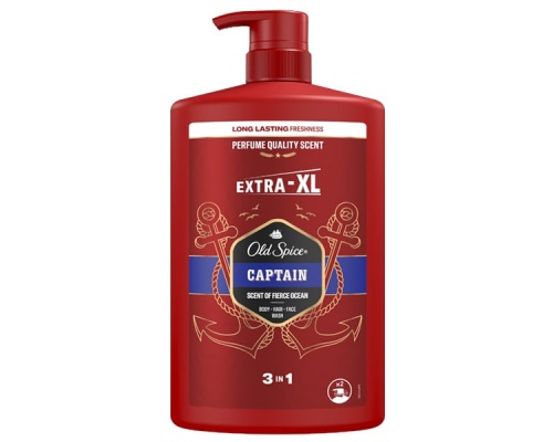 Old Spice Captain Extra-XL 3 in 1 Αφρόλουτρο & Σαμπουάν για Άνδρες, 1L