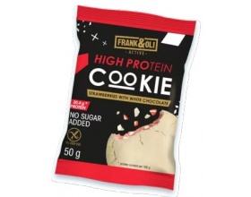 Frank & Oli High Protein Cookie Strawberries with White Chocolate Μαλακό Μπισκότο Υψηλής Περιεκτικότητας σε Πρωτεΐνη με Γεύση Φράουλα & Λευκή Σοκολάτα, 50gr