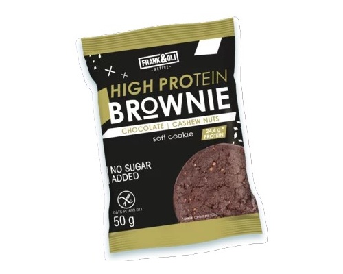 Frank & Oli High Protein Cookie Brownie Chocolate Cashew Nuts Μαλακό Μπισκότο Υψηλής Περιεκτικότητας σε Πρωτεΐνη με Γεύση Σοκολάτα-Κάσιους, 50gr 