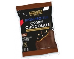 Frank & Oli High Protein Cookie Chocolate Crunchy Peanuts & Caramel Flavor Μαλακό Μπισκότο Υψηλής Περιεκτικότητας σε Πρωτεΐνη με Κρούστα Σοκολάτας & Γέμιση με Φιστίκια & Γεύση Καραμέλας, 50gr 