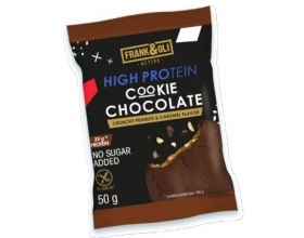 Frank & Oli High Protein Cookie Chocolate Crunchy Peanuts & Caramel Flavor Μαλακό Μπισκότο Υψηλής Περιεκτικότητας σε Πρωτεΐνη με Κρούστα Σοκολάτας & Γέμιση με Φιστίκια & Γεύση Καραμέλας, 50gr 