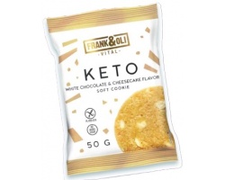 Frank & Oli Keto Cookie White Chocolate & Cheesecake Flavor Μαλακό Μπισκότο με Λευκή Σοκολάτα & Γεύση Τσιζκέικ, 50gr