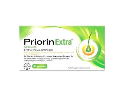 Bayer Priorin Extra 60 κάψουλες, Συμπλήρωμα Διατροφής κατα της τριχόπτωσης 