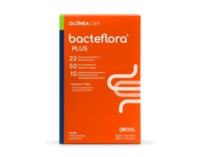 Olonea Bacteflora Plus Συμπλήρωμα Διατροφής με Προβιοτικά και 10 Μεταβιοτικά-Θερμικά Απενεργοποιημένα Βακτηριακά Στελέχη για τη Συμπλήρωση & την Εξισορρόπηση του Εντερικού Μικροβιώματος, 30 κάψουλες