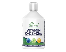 Natural Vitamins Vitamin C+D3+Zink Συμπλήρωμα Βιταμινών C+D3+Ψευδάργυρο με γεύση Πορτοκάλι, 500ml