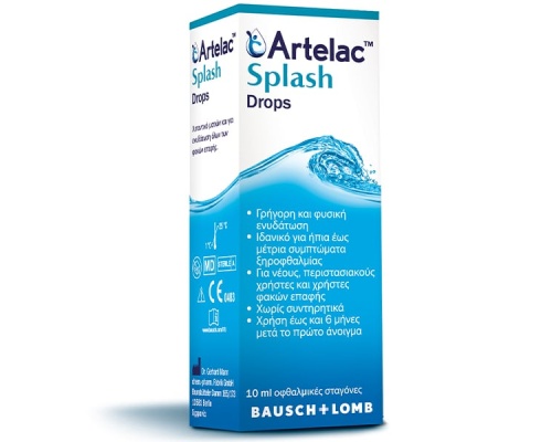 Baush & Lomb Artelac Splash Drops Λιπαντικό Ματιών & για Ενυδάτωση Όλων των Φακών Επαφής, 10ml