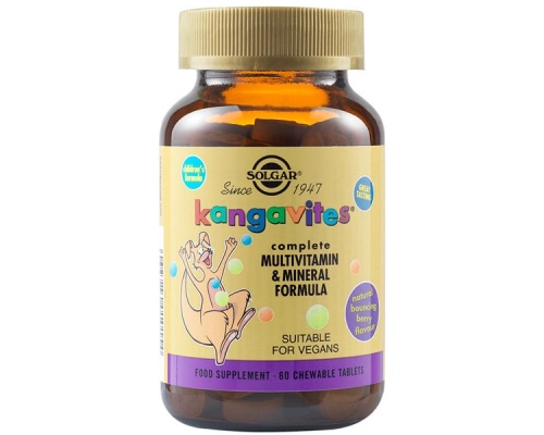 Solgar Kangavites Μασώμενη Φόρμουλα Πολυβιταμινών & Μεταλλικών Στοιχείων με Γεύση Βατόμουρο, 60 μασώμενα δισκία