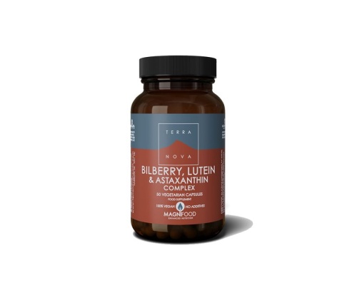 Terra Vova Bilberry, Lutein & Astaxanthin Complex Συμπλήρωμα Διατροφής για την Ενίσχυση της Όρασης & την Προστασία των Ιστών του Ματιού, 50 φυτικές κάψουλες