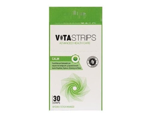 VITASTRIPS CALM Συμπλήρωμα για την Υποστήριξη της Θετικής Διάθεσης & της Ψυχικής Ισορροπίας με φυσική γεύση Mango, 30 ταινίες