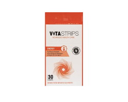 VITASTRIPS ENERGY Συμπλήρωμα Διατροφής για την Τόνωση του Οργανισμού & την Αύξηση της Ενέργειας με φυσική γεύση Φράουλα-Μέντα, 30 ταινίες