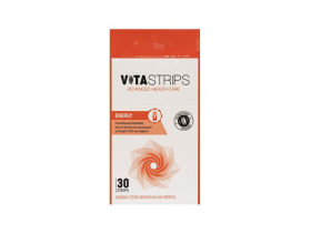 VITASTRIPS ENERGY Συμπλήρωμα Διατροφής για την Τόνωση του Οργανισμού & την Αύξηση της Ενέργειας με φυσική γεύση Φράουλα-Μέντα, 30 ταινίες