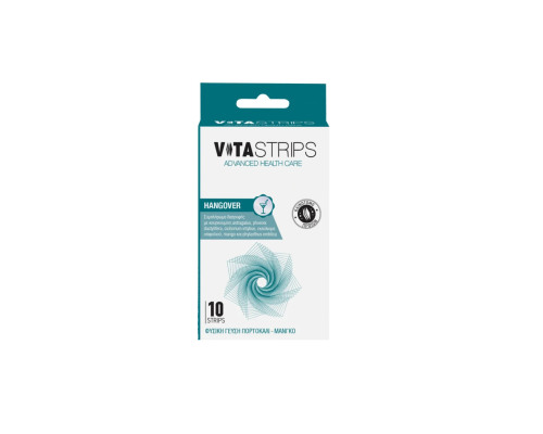 VITASTRIPS HANGOVER Συμπλήρωμα για Πριν & Μετά την Κατανάλωση Αλκοόλ με φυσική γεύση Πορτοκάλι-Μάνγκο, 10 ταινίες