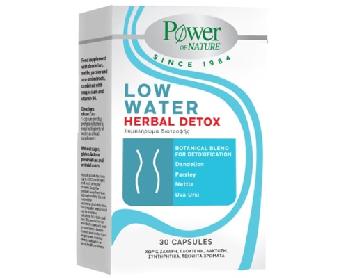 Power of Nature Low Water Herbal Detox Συμπλήρωμα Διατροφής για Αποτοξίνωση, 30 κάψουλες 