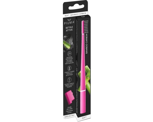 PIUMA Toothbrush Bamboo Carbon Soft Very Magenta Μαλακή Οδοντόβουρτσα με Ενεργές Τρίχες Άνθρακα σε Ματζέντα Απόχρωση