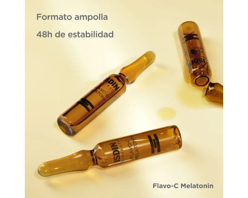 ISDIN Flavo-C Melatonin Serum Ορός Προσώπου σε Αμπούλες Επιδιορθώνει, Φωτίζει & Απαλύνει τις Ρυτίδες, 10 αμπούλες
