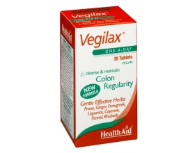 Health Aid Vegilax Cleanse & Maintain Colon Regularity,  Φυτικό Υπακτικό για υγιές πεπτικό & γαστρεντερικό σύστημα 30 ταμπλέτες 